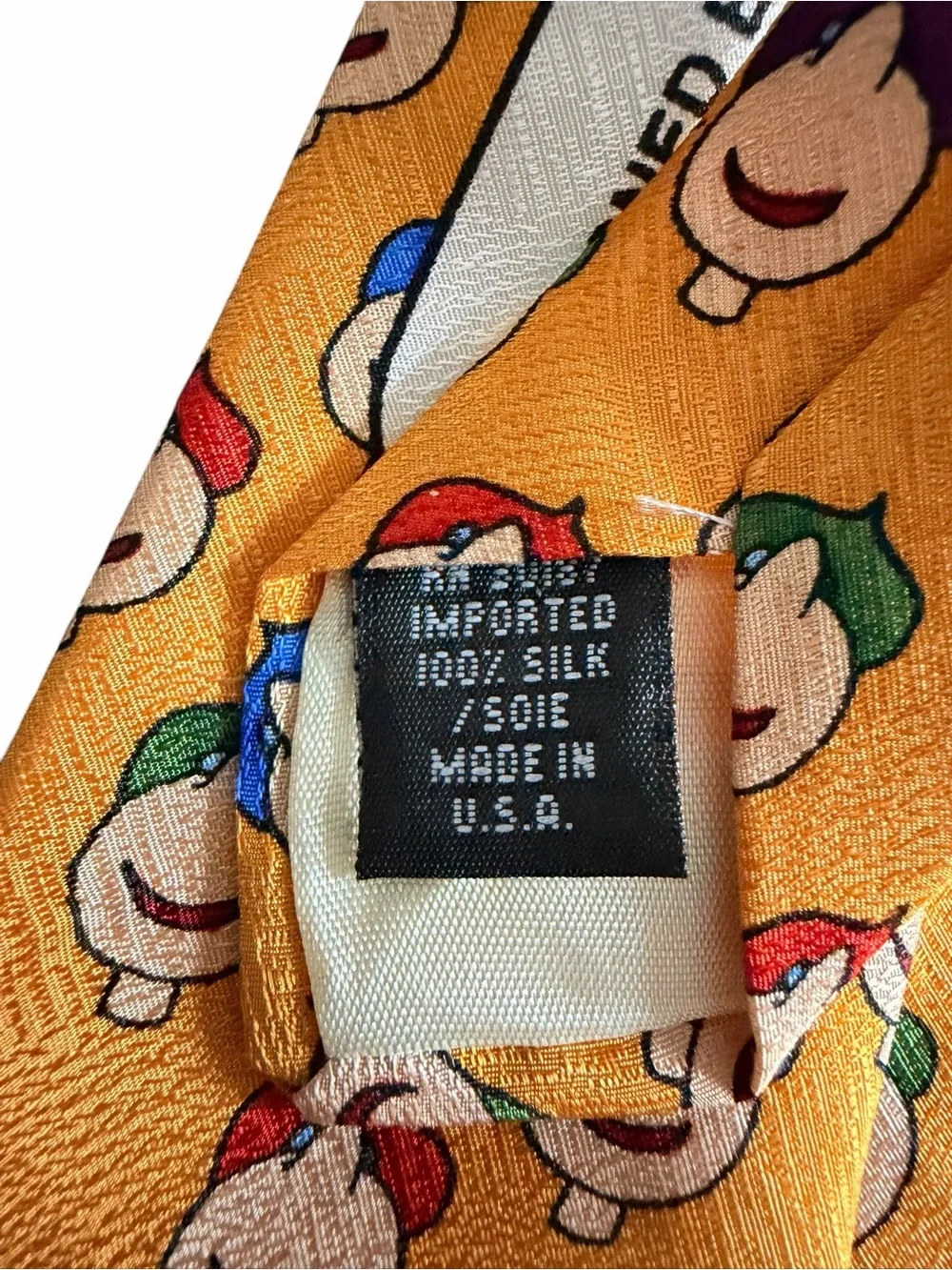 Men’s Tie Yellow Save the Children Matt Leblanc FRIENDS Smiley Faces Vintage